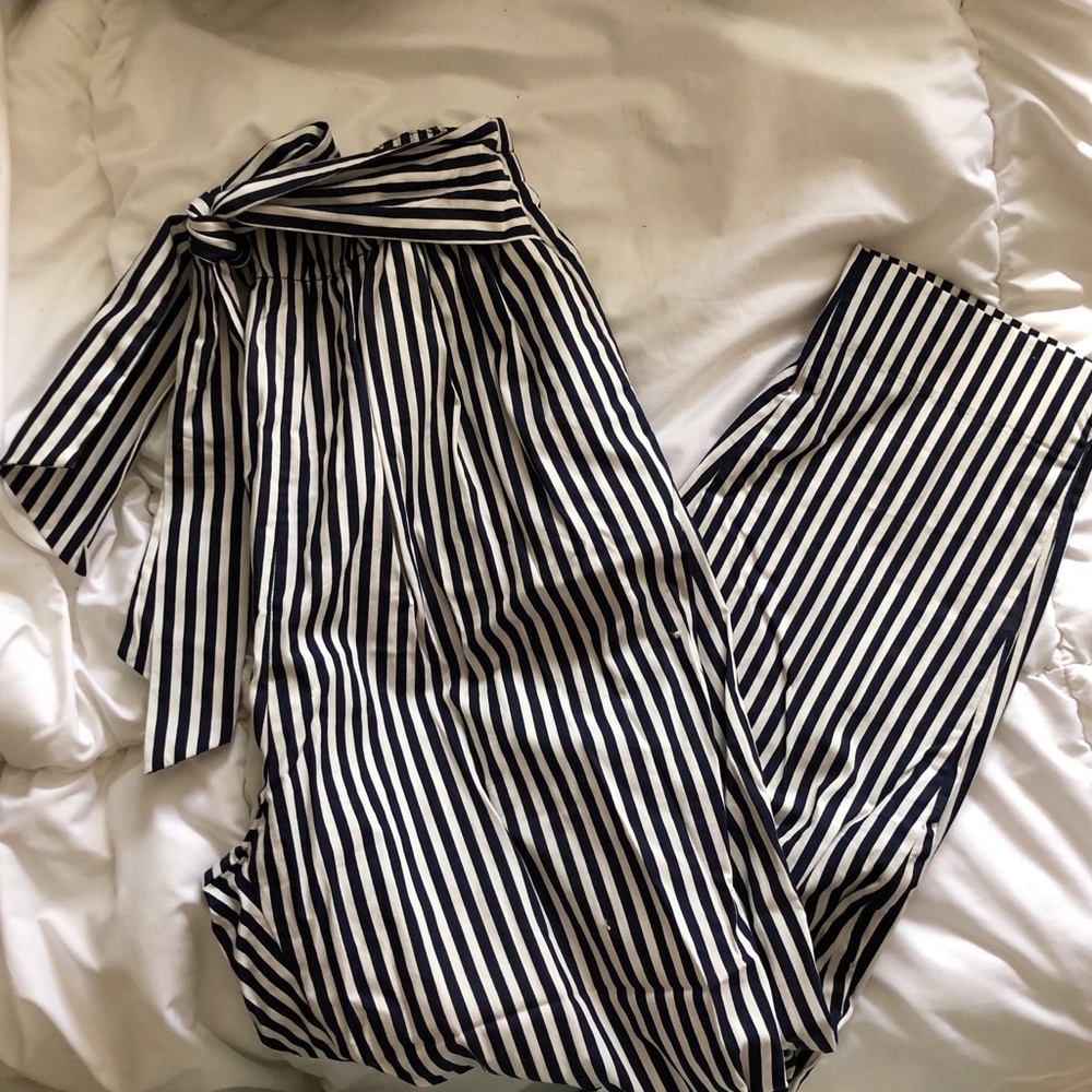Zara blue and white Striped pants worn once
